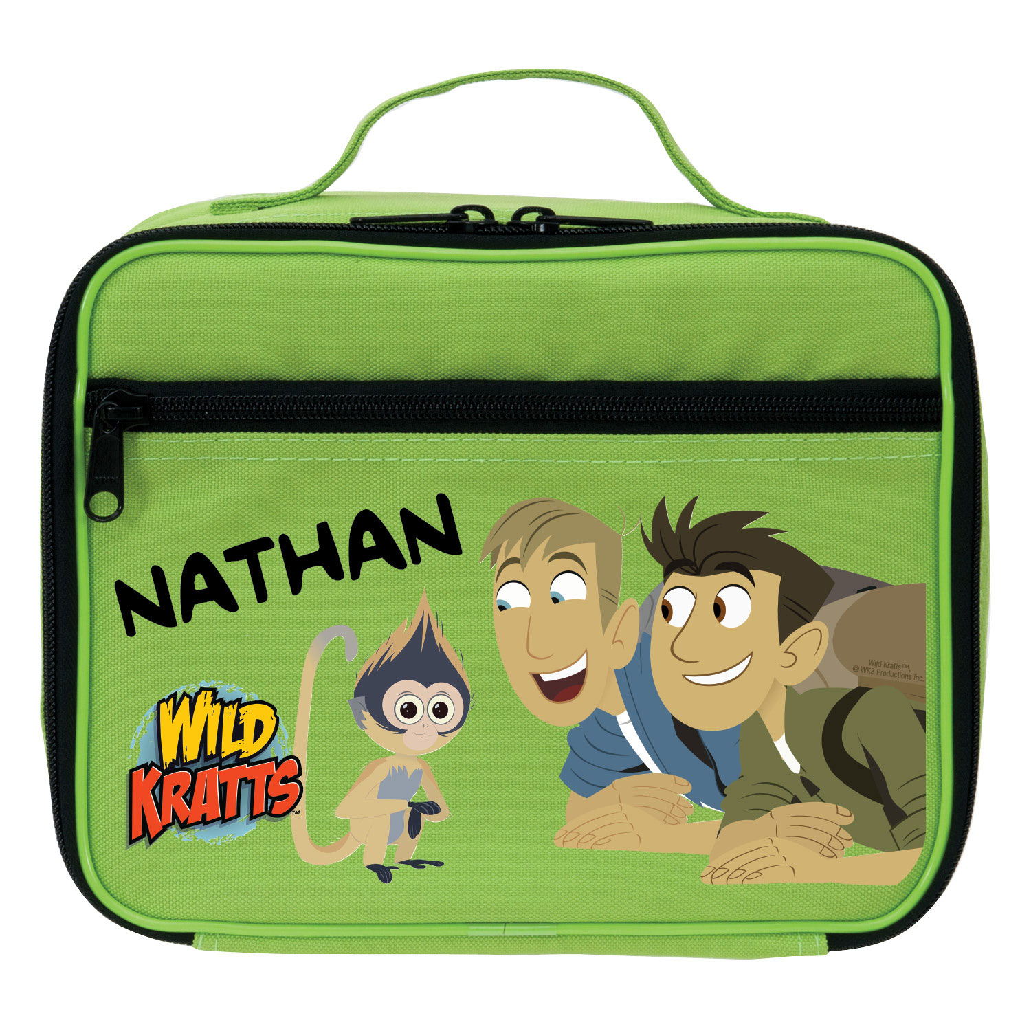 Wild Kratts Monkey and Kratt Brothers Green Lunch Bag