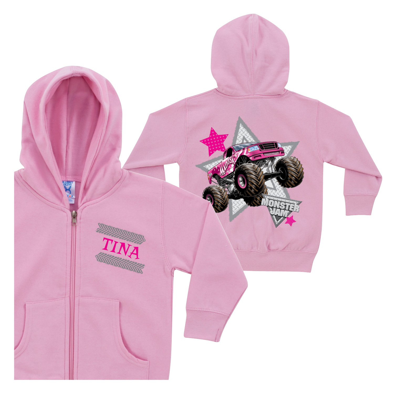 Monster Jam Madusa Pink Zip-Up Toddler Hoodie