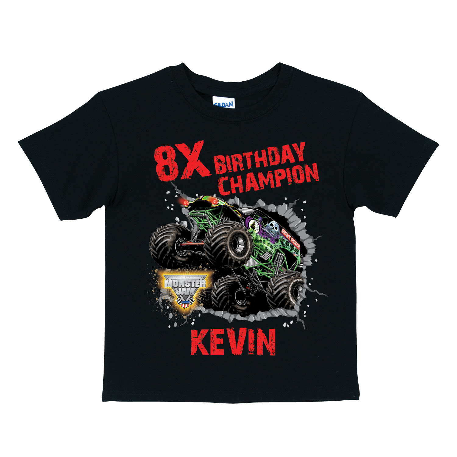 Monster Jam Birthday Champion Black T-shirt