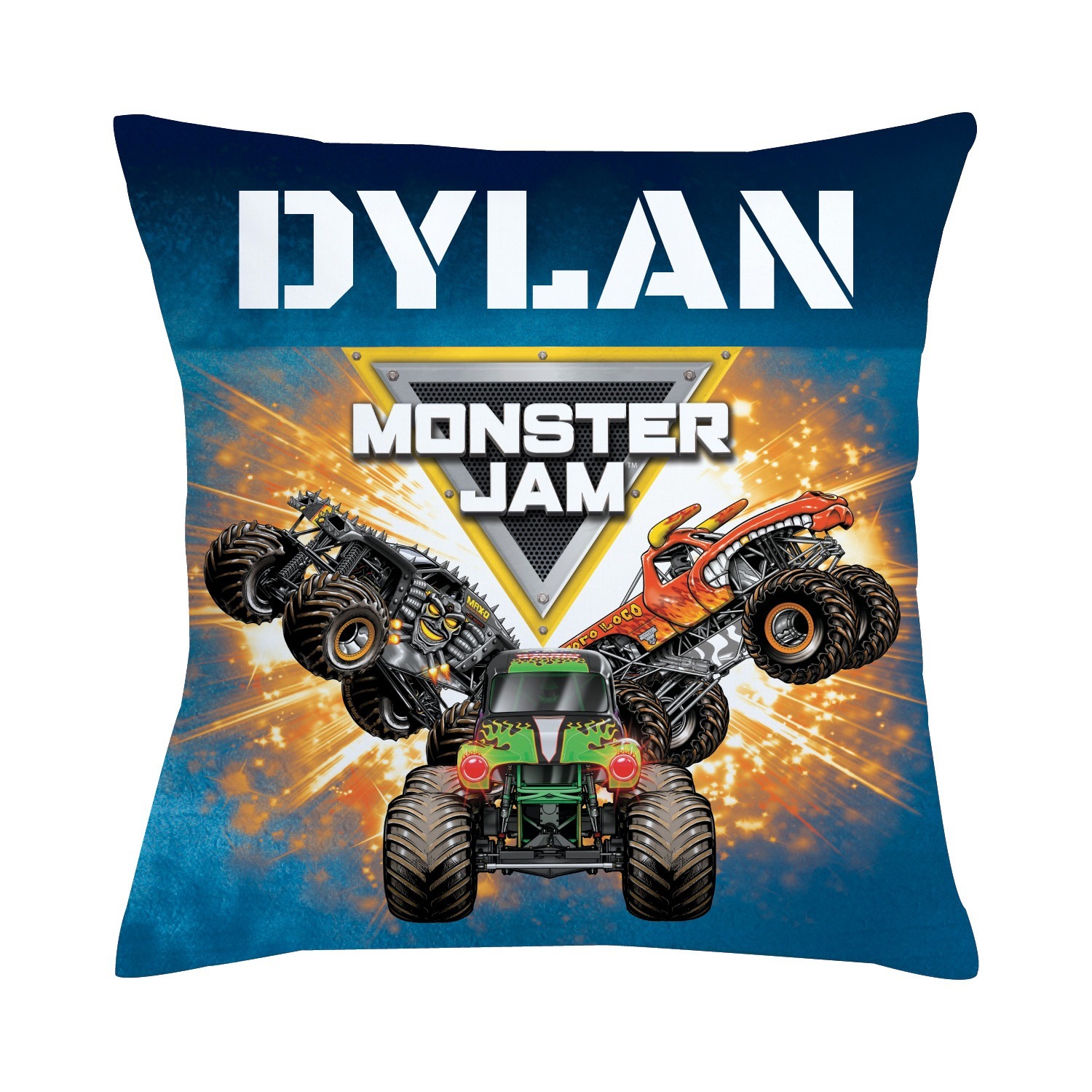 Monster Jam Trucks and Logo Throw Pillow