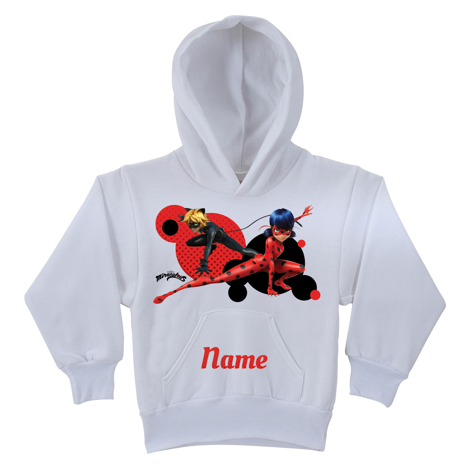 Personalized Miraculous Ladybug and Cat Noir White Youth Hoodie