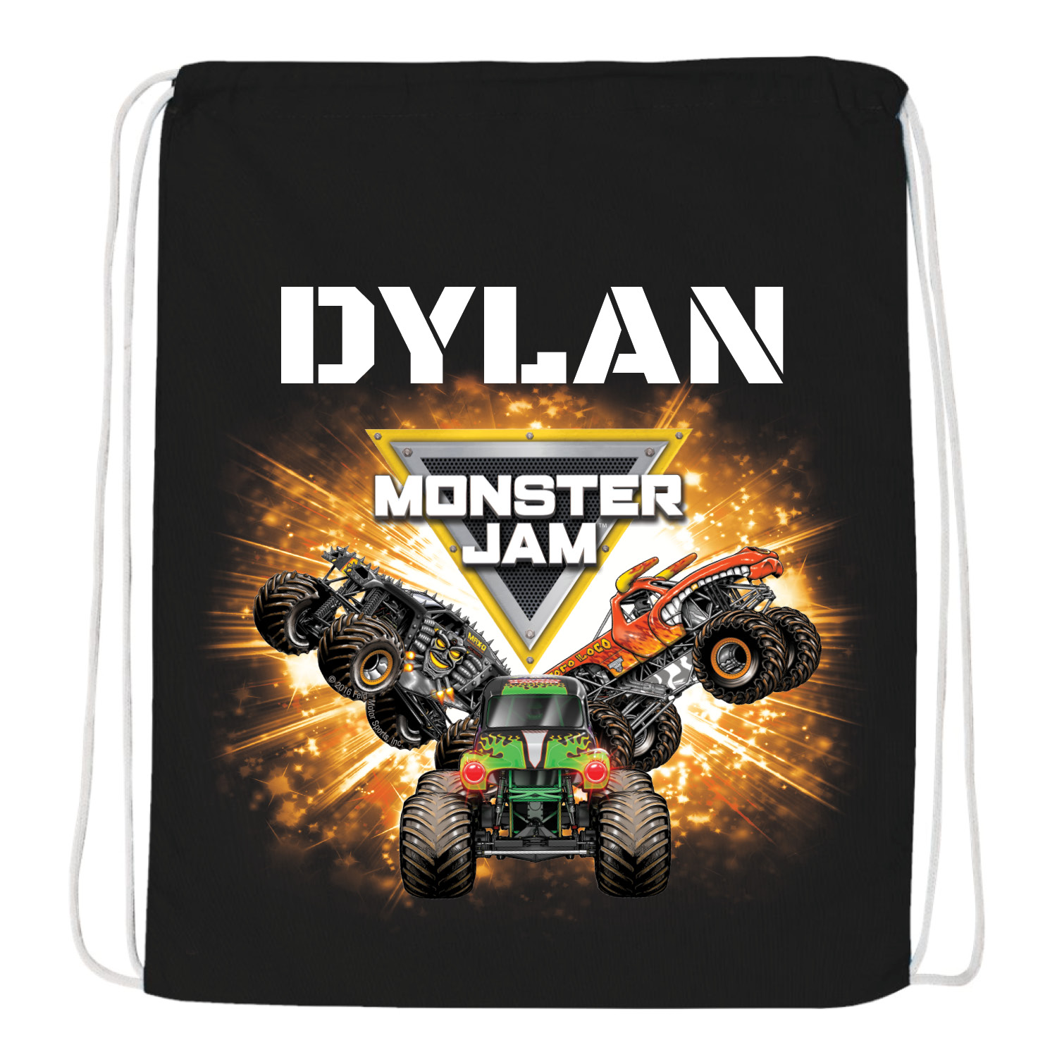 Monster Jam Crush Crew Black Drawstring Bag