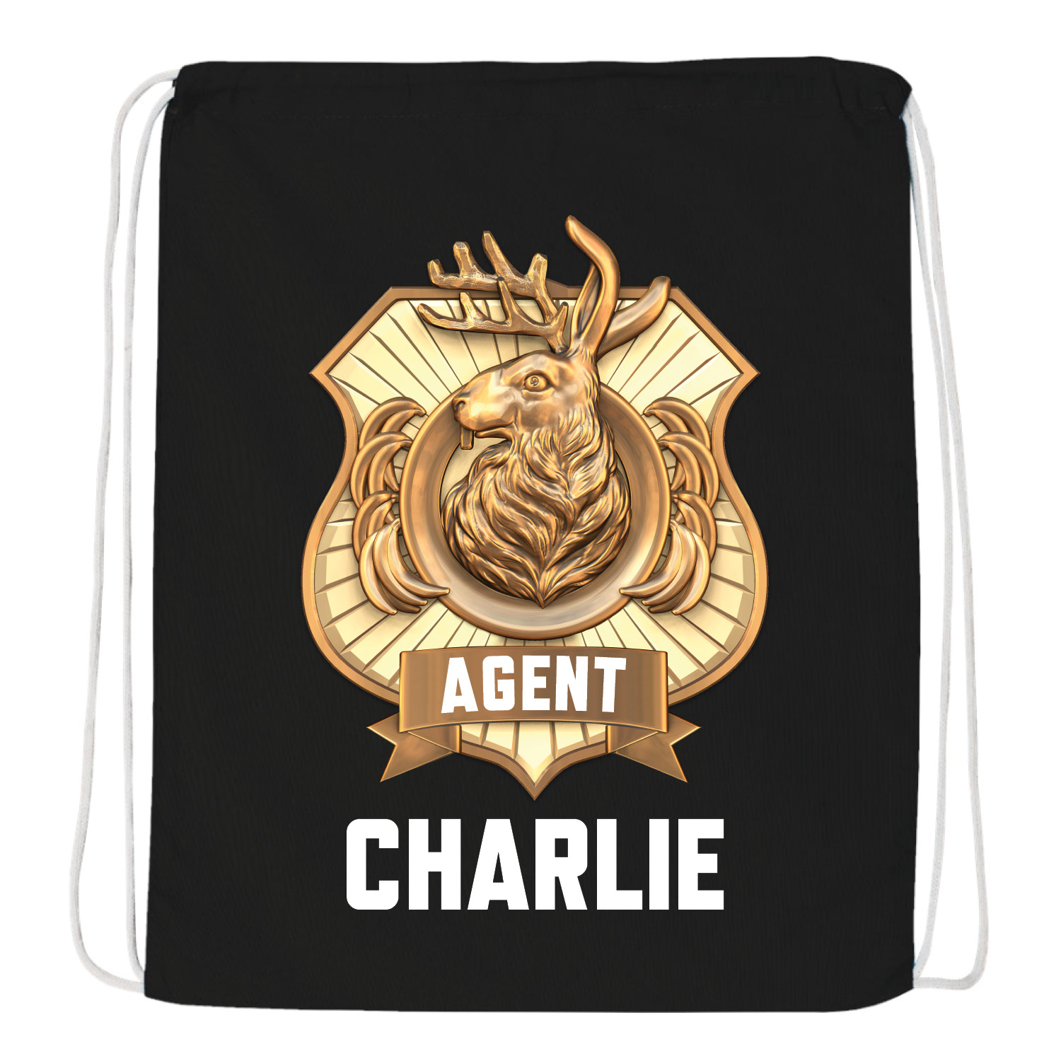 Odd Squad Agent Badge Black Drawstring Bag
