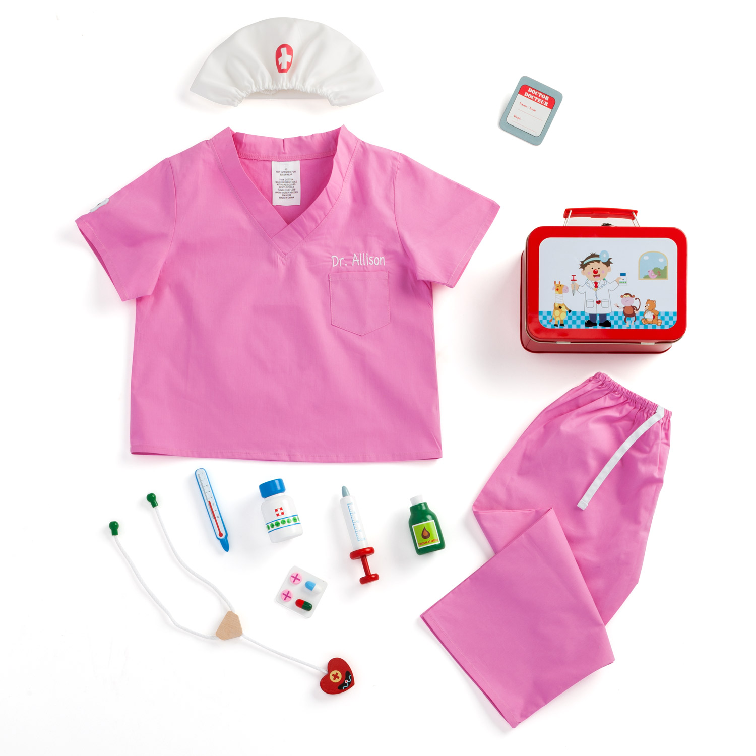 Girl's Personalized Scrubs and Doctor's Kit