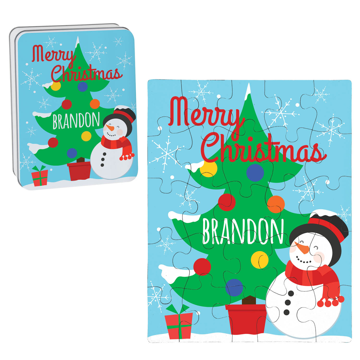 Christmas Tree Personalized Puzzle and Tin