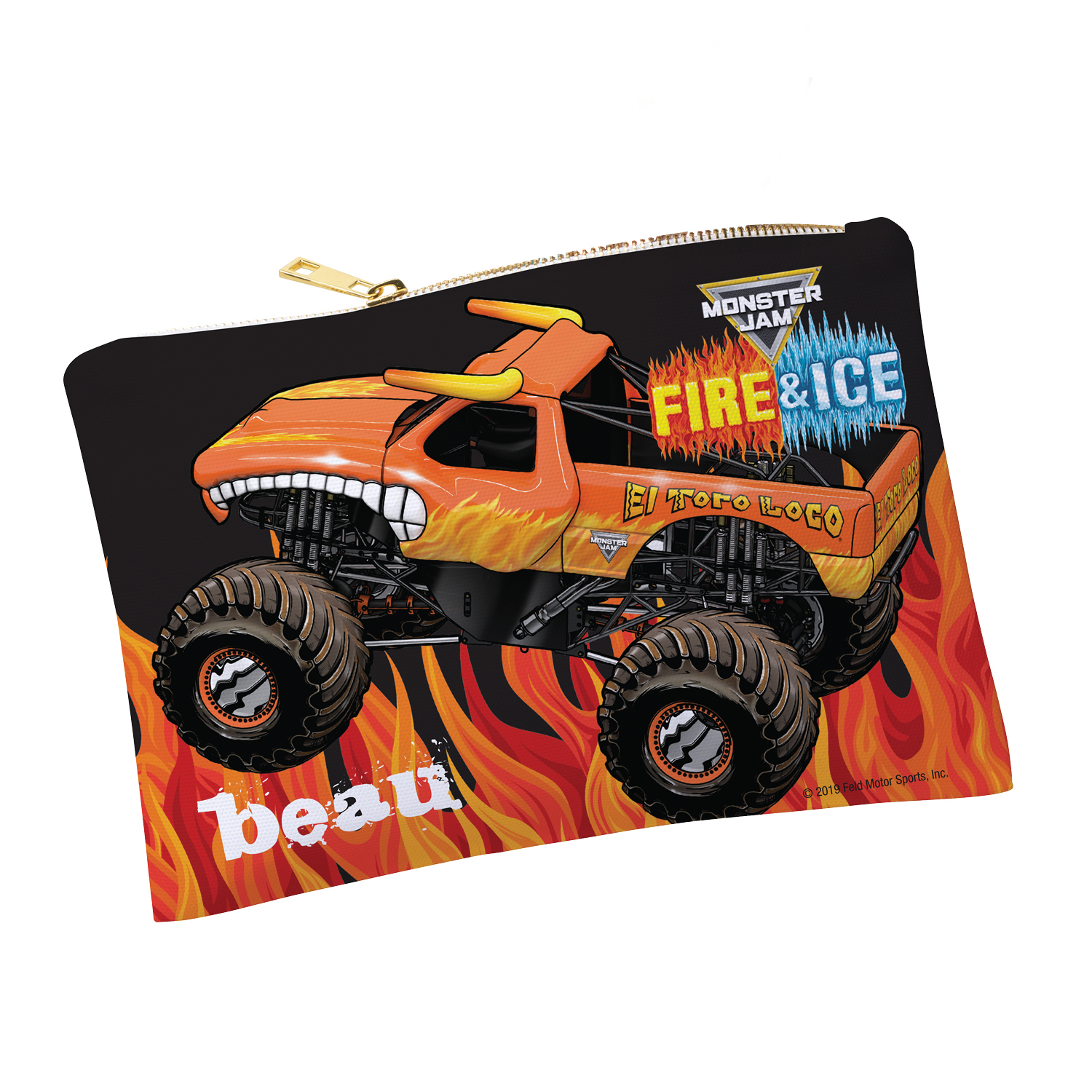 Monster Jam On Fire Personalized Pouch