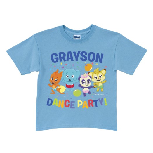 Word Party Dance Party Personalized Light Blue T-Shirt