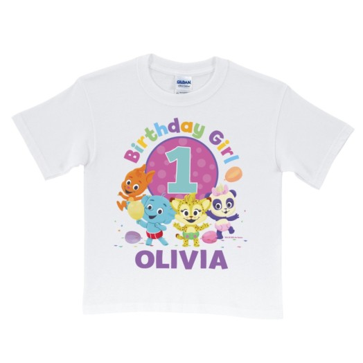 Word Party Birthday Girl Personalized White T-Shirt