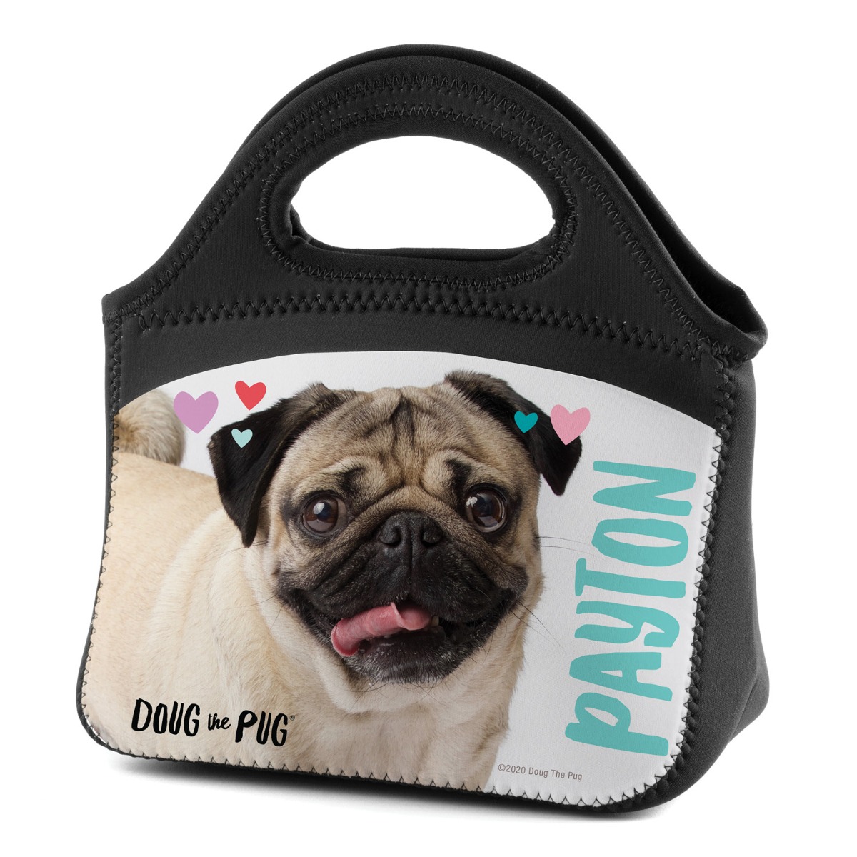 Doug The Pug Hearts Personalized Lunch Tote