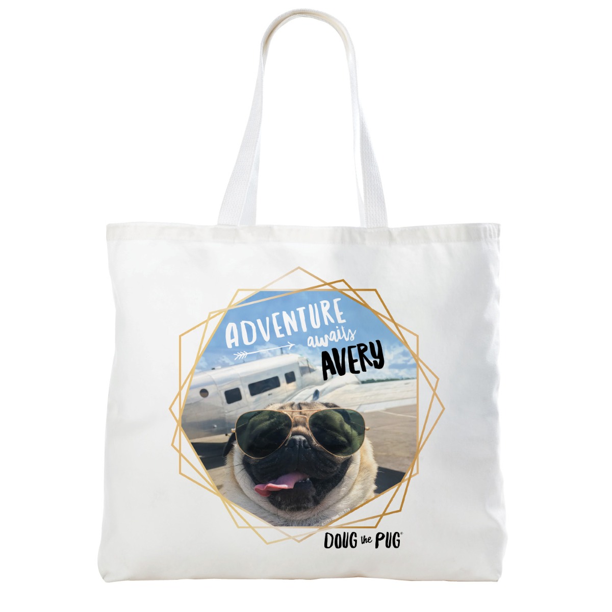 Doug The Pug Adventure Awaits Personalized Tote Bag