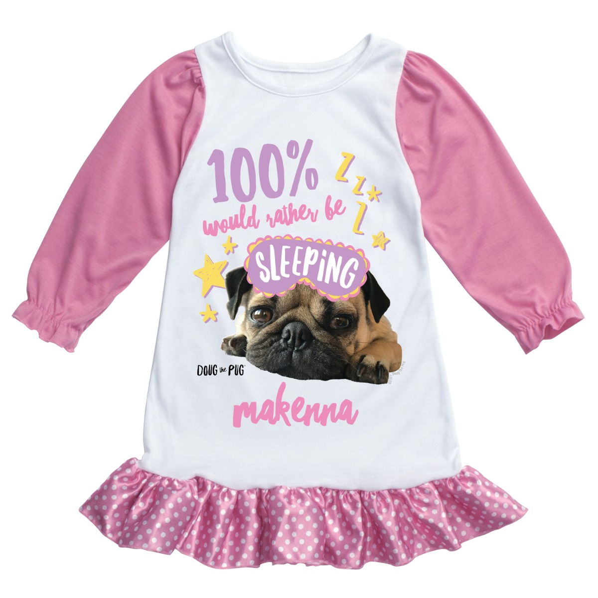 Doug The Pug Would Rather Be Sleeping Personalized Nightgown