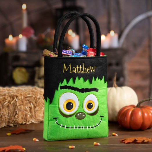 Cute Personalized Frankenstein Halloween Basket