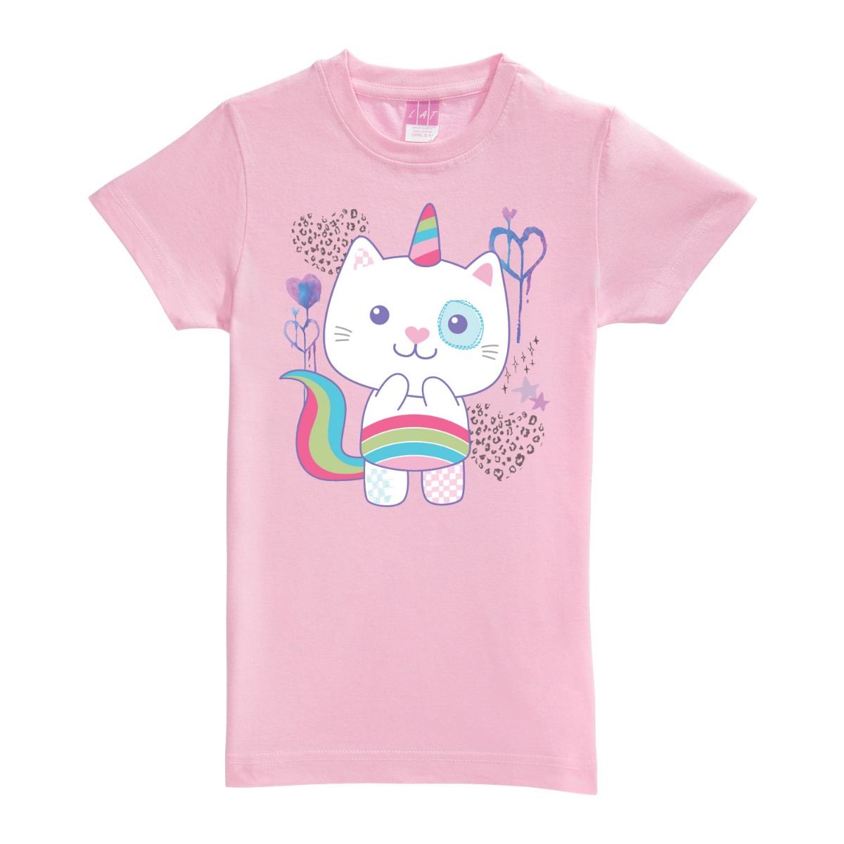 E2J Caticorn and Hearts Pink Fitted Tee