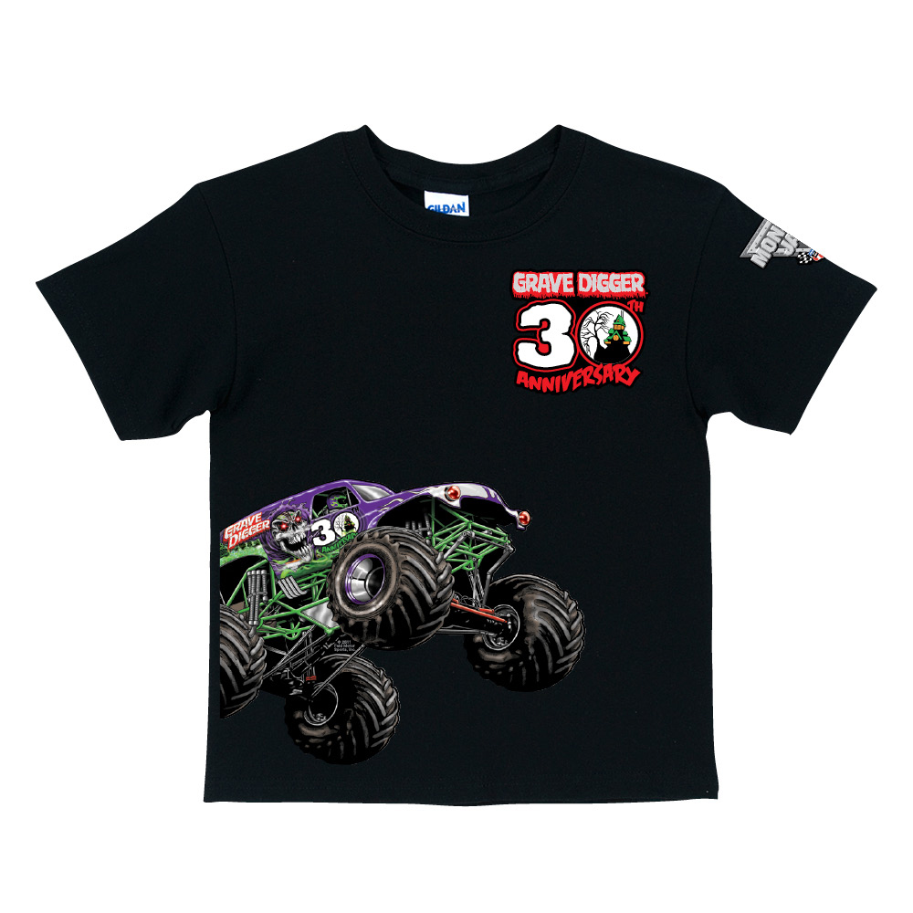 Monster Jam Grave Digger's 30th Anniversary Black T-Shirt