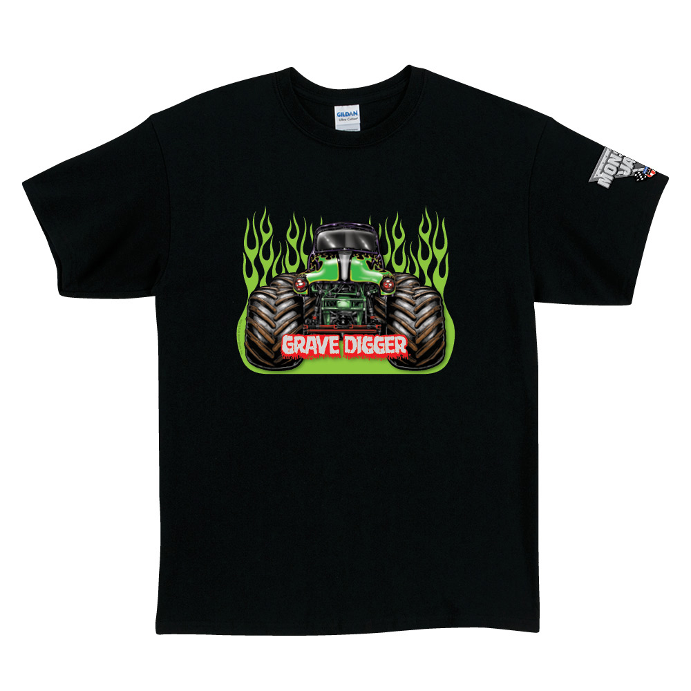 Monster Jam Grave Digger Black Adult T-Shirt