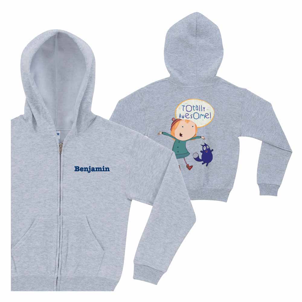 Peg + Cat Totally Awesome Gray Zip-Up Hoodie