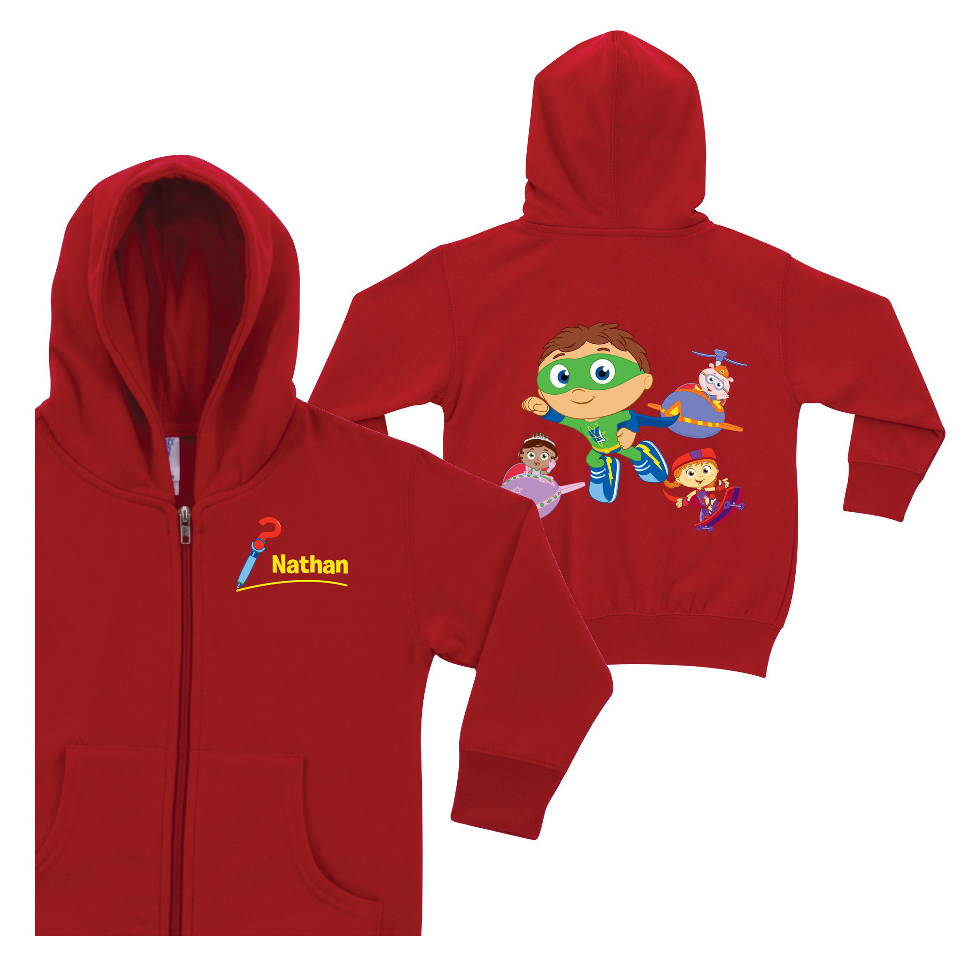 Super Why Calling All Super Readers Red Zip-Up Hoodie
