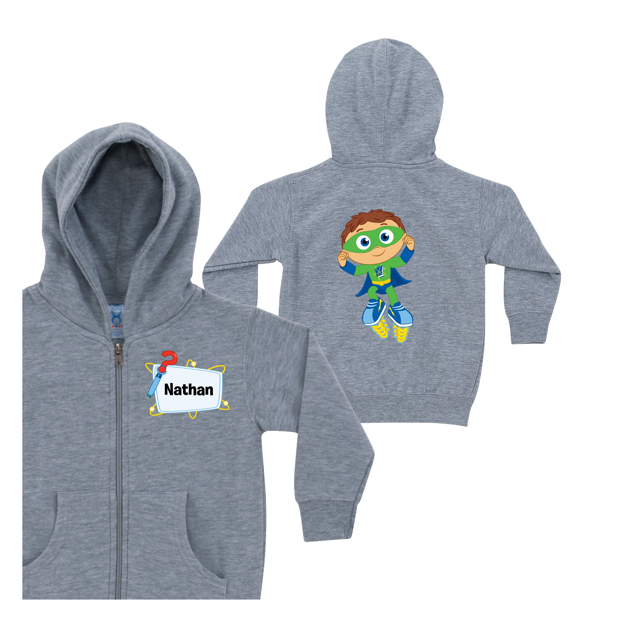 Super Why Ready, Set, Zap! Gray Zip-Up Hoodie