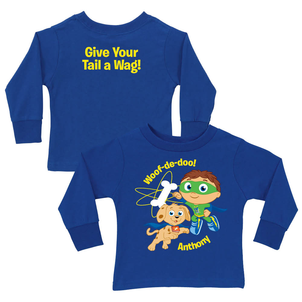 Super Why & Woofster To the Rescue Royal Blue Long Sleeve Tee