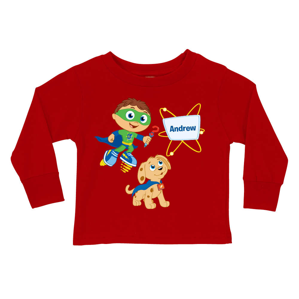 Super Why & Woofster Bark-a-rooney! Red Long Sleeve Tee