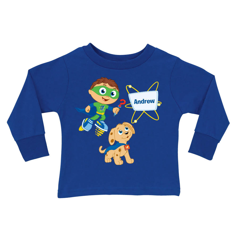 Super Why & Woofster Bark-a-rooney! Royal Blue Long Sleeve Tee