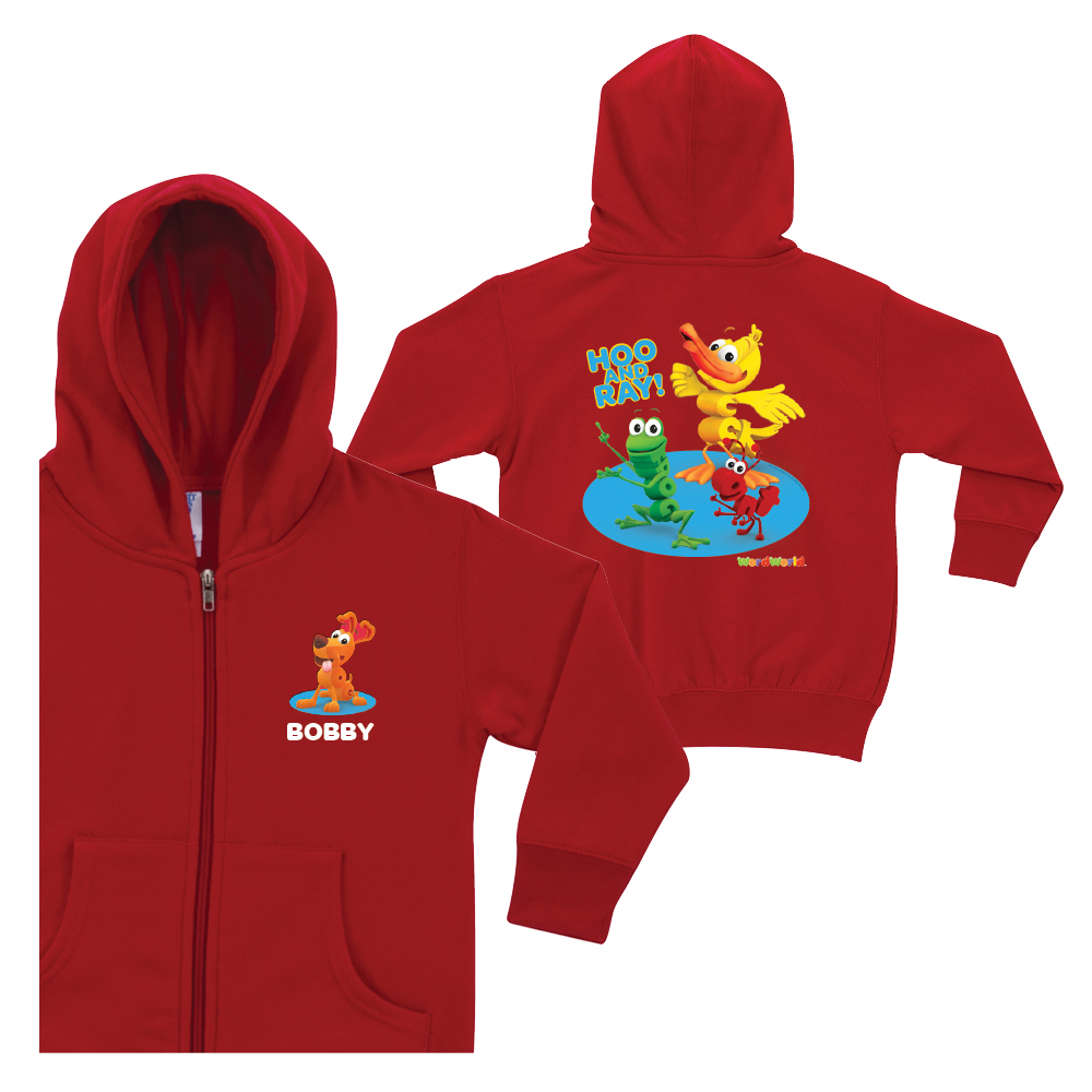 WordWorld Hoo and Ray Red Zip-up Hoodie