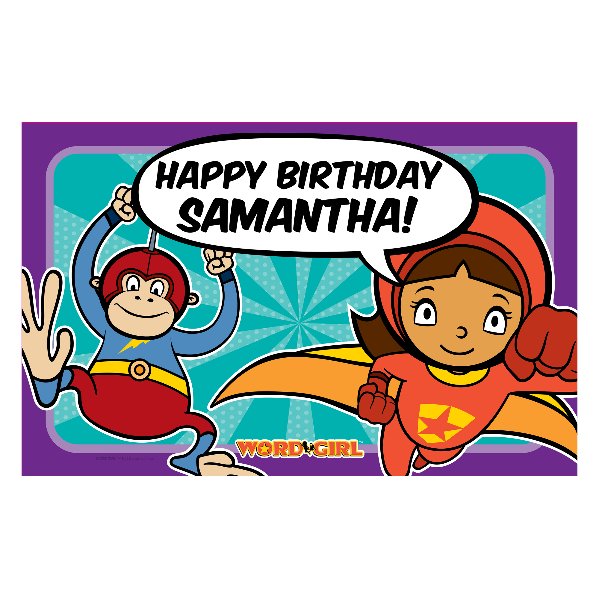 WordGirl & Captain Huggy Face Happy Birthday Placemat