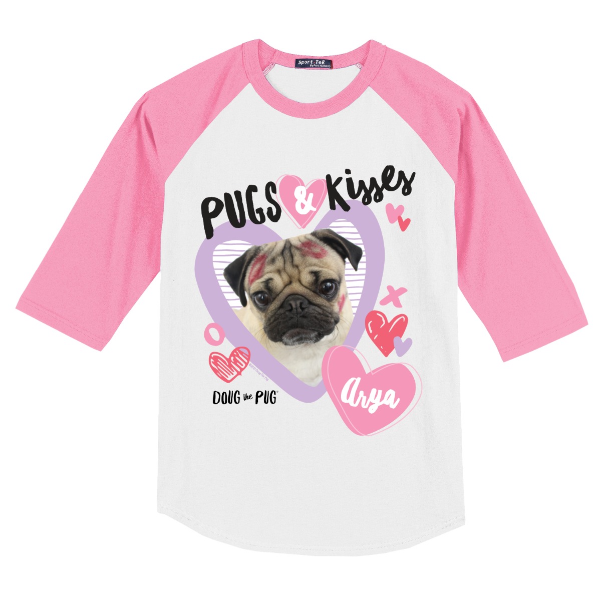 Doug The Pug Personalized Pugs & Kisses Youth Sports Jersey