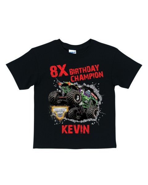 Monster Jam Birthday Champion Black T-shirt