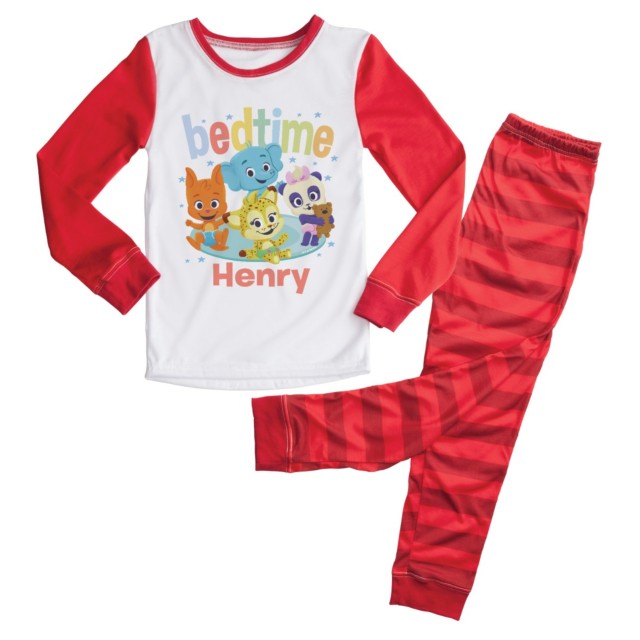 Word Party Bedtime Personalized Red Toddler Pajamas